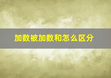 加数被加数和怎么区分