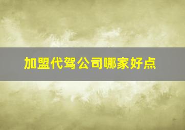 加盟代驾公司哪家好点