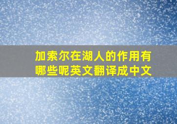 加索尔在湖人的作用有哪些呢英文翻译成中文