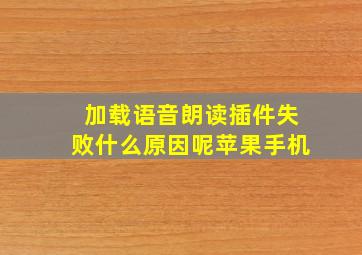 加载语音朗读插件失败什么原因呢苹果手机