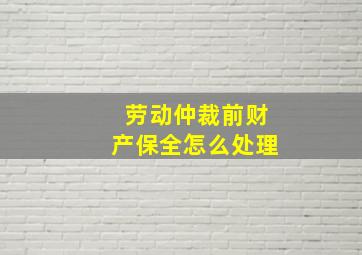 劳动仲裁前财产保全怎么处理