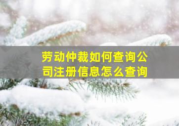 劳动仲裁如何查询公司注册信息怎么查询