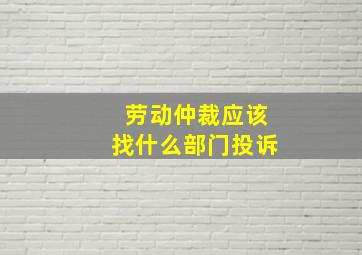 劳动仲裁应该找什么部门投诉