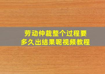 劳动仲裁整个过程要多久出结果呢视频教程