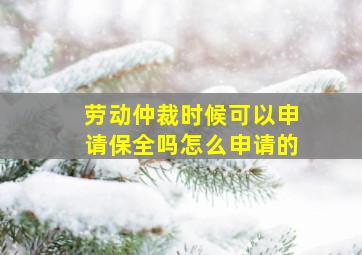 劳动仲裁时候可以申请保全吗怎么申请的