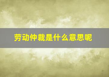 劳动仲裁是什么意思呢