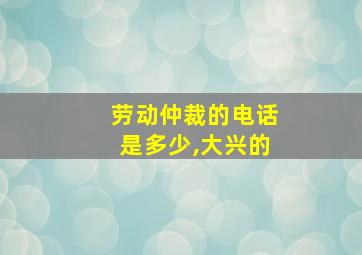 劳动仲裁的电话是多少,大兴的