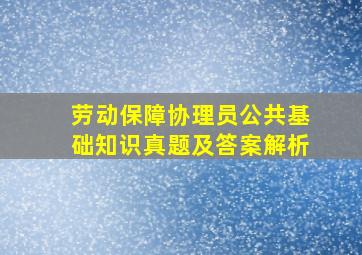 劳动保障协理员公共基础知识真题及答案解析