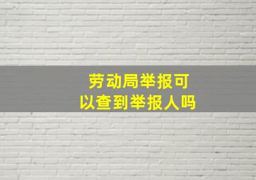 劳动局举报可以查到举报人吗