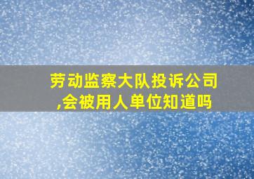 劳动监察大队投诉公司,会被用人单位知道吗