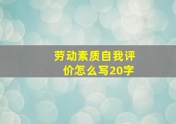 劳动素质自我评价怎么写20字