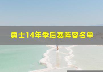 勇士14年季后赛阵容名单