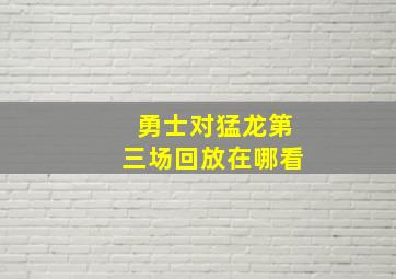 勇士对猛龙第三场回放在哪看