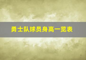 勇士队球员身高一览表