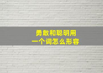 勇敢和聪明用一个词怎么形容