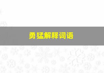 勇猛解释词语