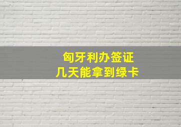 匈牙利办签证几天能拿到绿卡