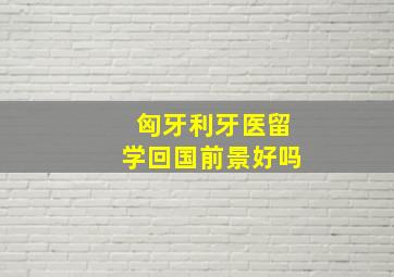 匈牙利牙医留学回国前景好吗