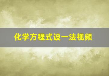 化学方程式设一法视频