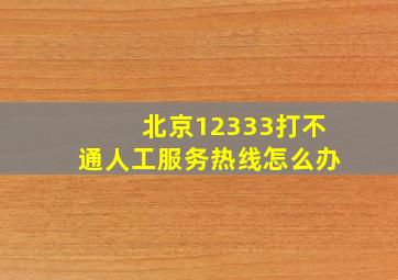 北京12333打不通人工服务热线怎么办