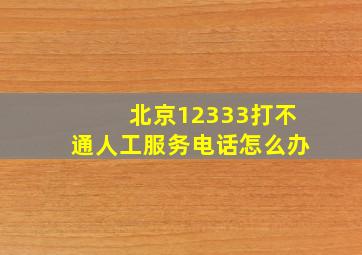 北京12333打不通人工服务电话怎么办