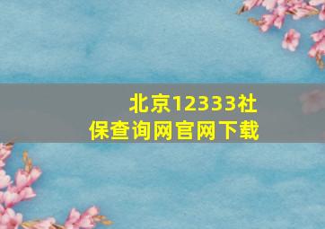 北京12333社保查询网官网下载