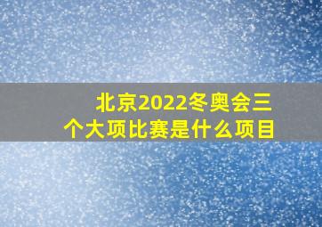 北京2022冬奥会三个大项比赛是什么项目