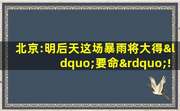 北京:明后天这场暴雨将大得“要命”!