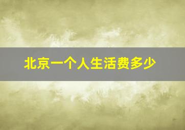 北京一个人生活费多少