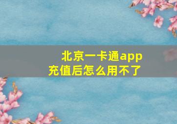 北京一卡通app充值后怎么用不了