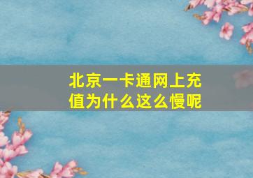 北京一卡通网上充值为什么这么慢呢