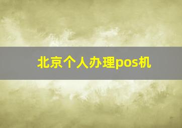 北京个人办理pos机