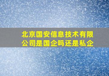 北京国安信息技术有限公司是国企吗还是私企