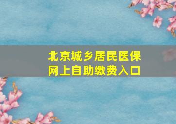 北京城乡居民医保网上自助缴费入口