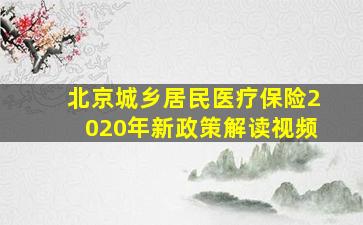 北京城乡居民医疗保险2020年新政策解读视频