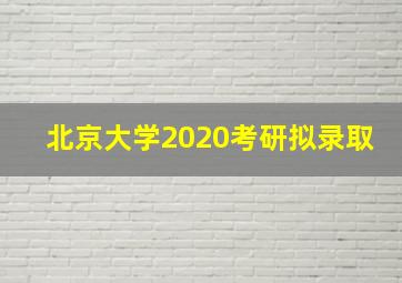 北京大学2020考研拟录取