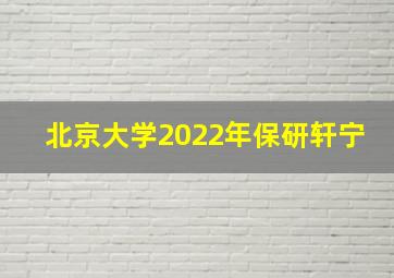 北京大学2022年保研轩宁