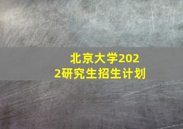 北京大学2022研究生招生计划