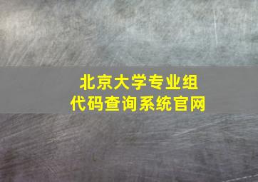 北京大学专业组代码查询系统官网