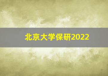 北京大学保研2022