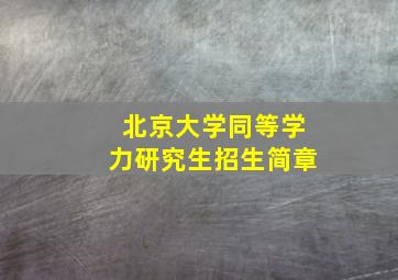 北京大学同等学力研究生招生简章