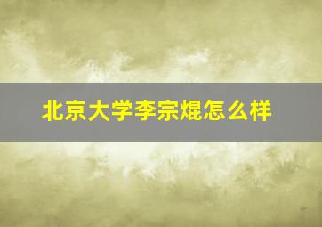 北京大学李宗焜怎么样