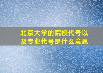 北京大学的院校代号以及专业代号是什么意思