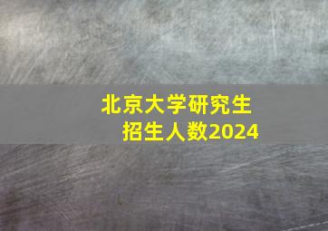 北京大学研究生招生人数2024