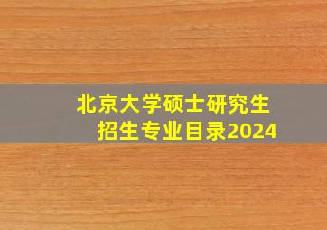 北京大学硕士研究生招生专业目录2024