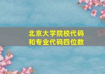 北京大学院校代码和专业代码四位数