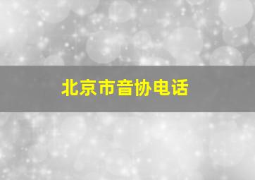 北京市音协电话