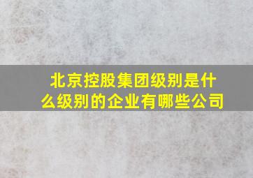 北京控股集团级别是什么级别的企业有哪些公司