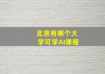 北京有哪个大学可学AI课程