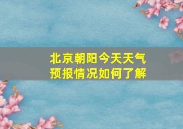 北京朝阳今天天气预报情况如何了解